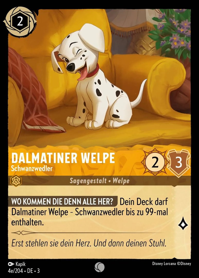 Lorcana Die Tintenlande 3-004e C Dalmatiner Welpe Bernstein