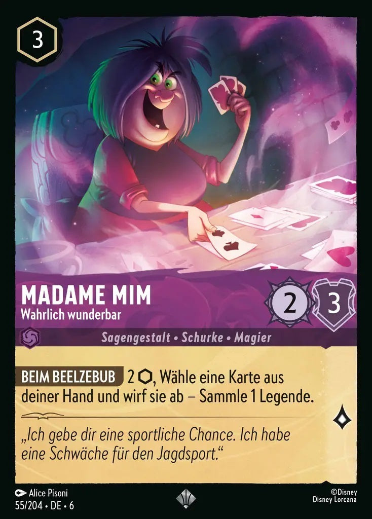 Lorcana Azurblaues Meer 6-055 SR Madame Mim Amethyst