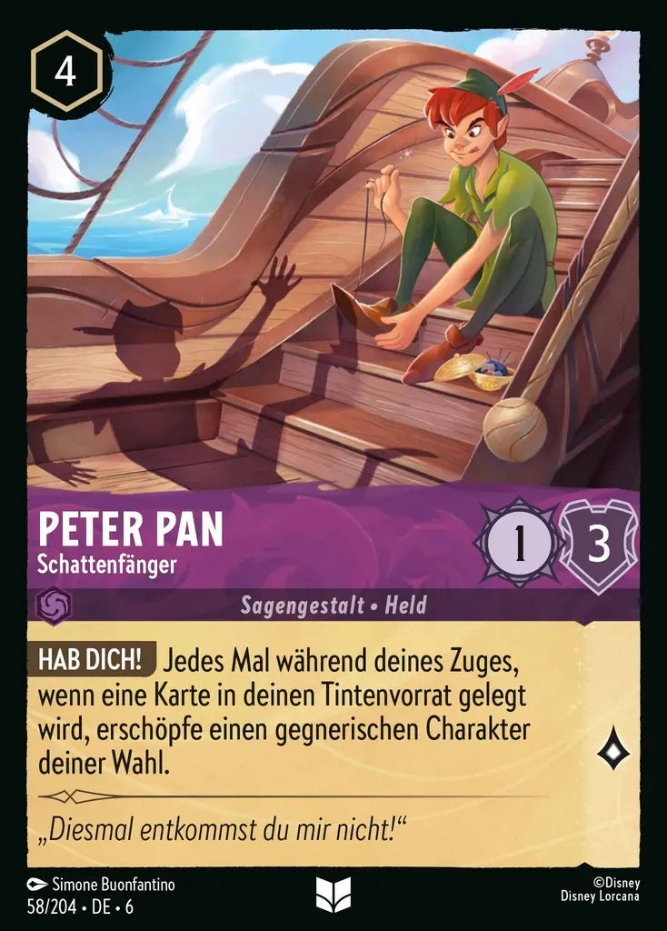 Lorcana Azurblaues Meer 6-058 UC Peter Pan Amethyst