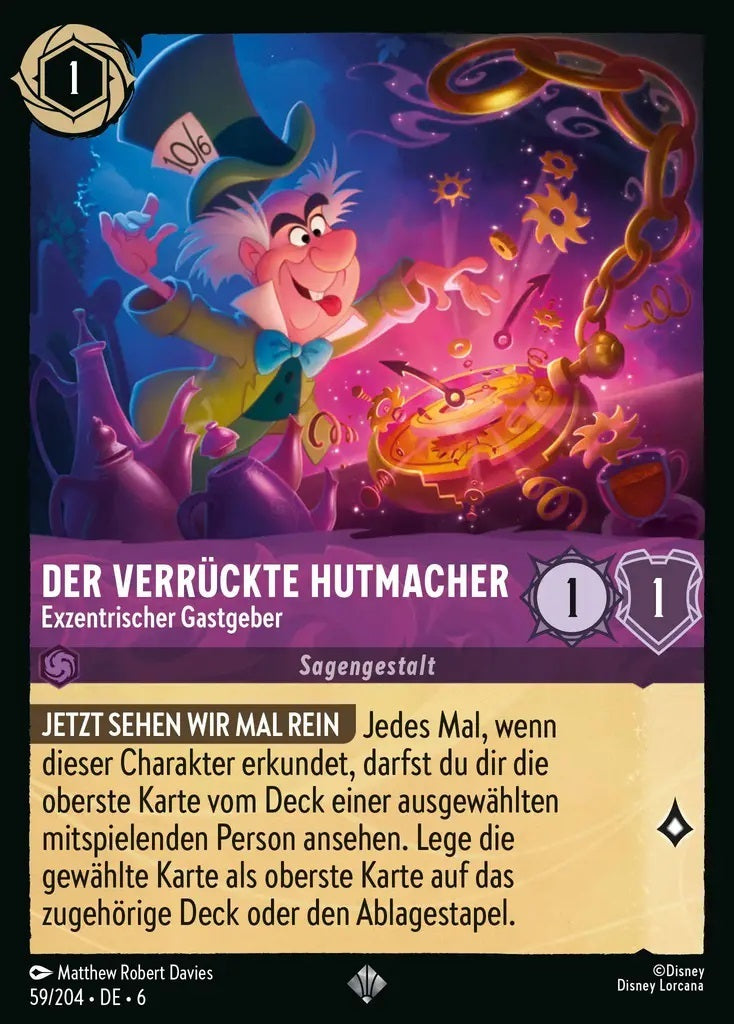 Lorcana Azurblaues Meer 6-059 SR Der verrückte Hutmacher Amethyst