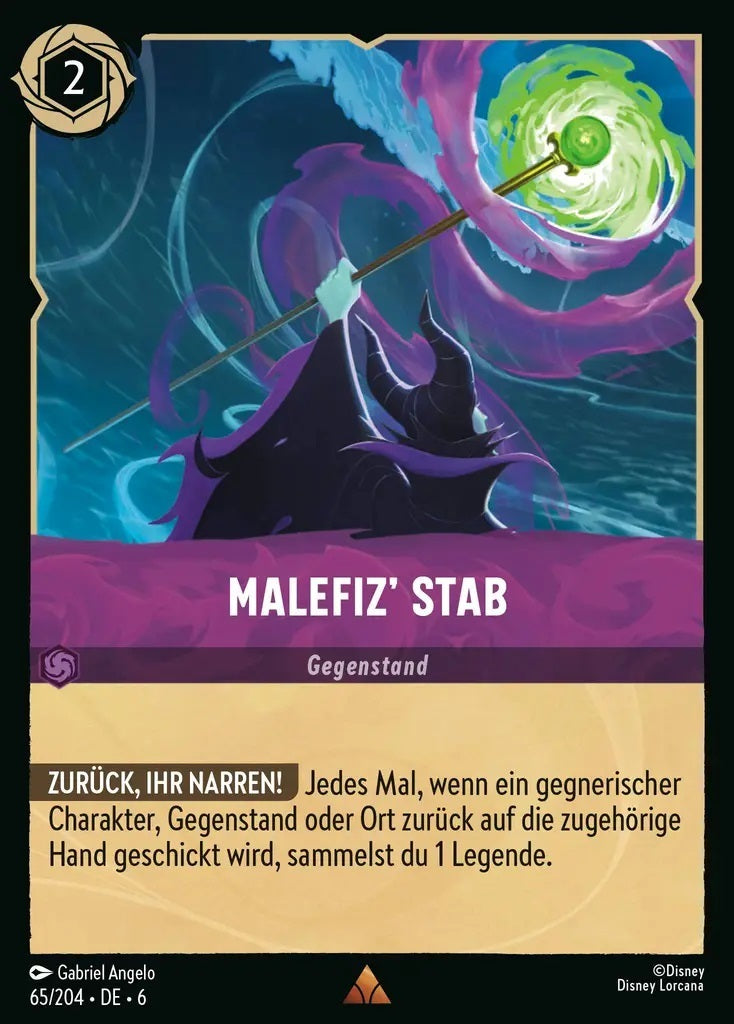 Lorcana Azurblaues Meer 6-065 R Malefiz` Stab Amethyst