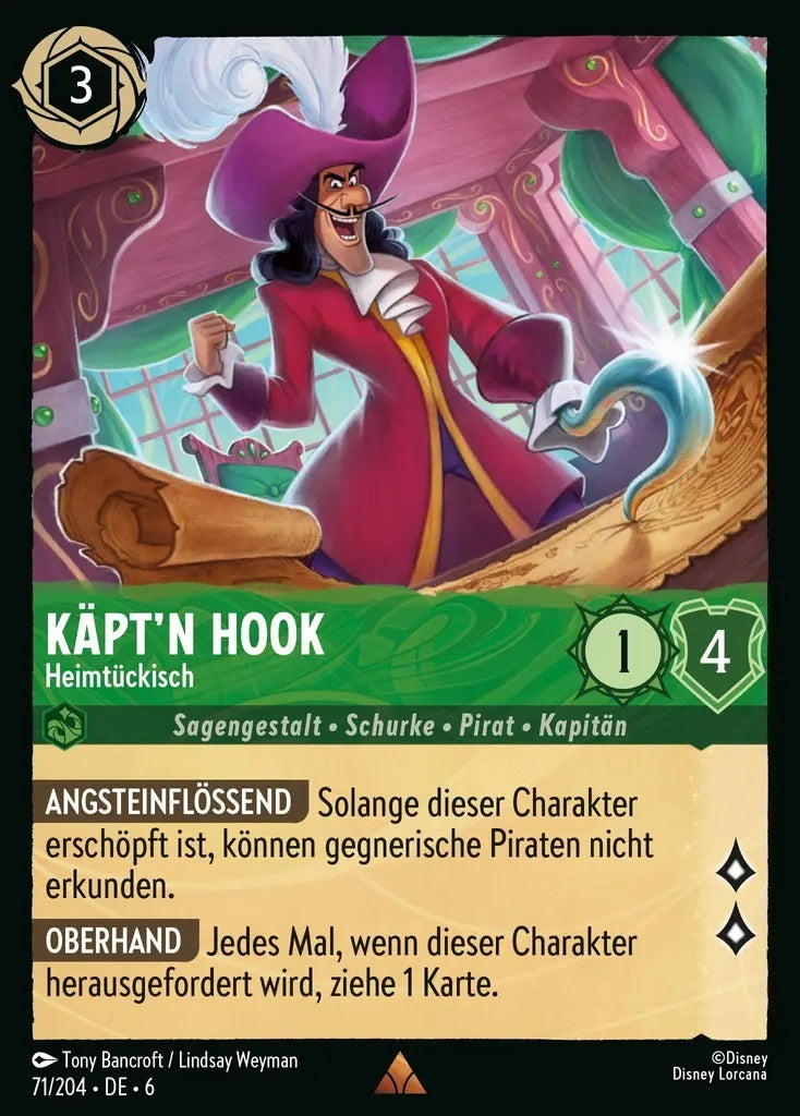Lorcana Azurblaues Meer 6-071 R Käpt`n Hook Smaragd