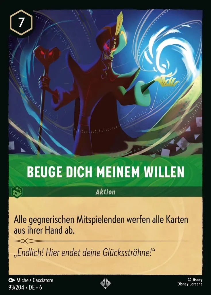 Lorcana Azurblaues Meer 6-093 SR Beuge dich meinem Willen Smaragd