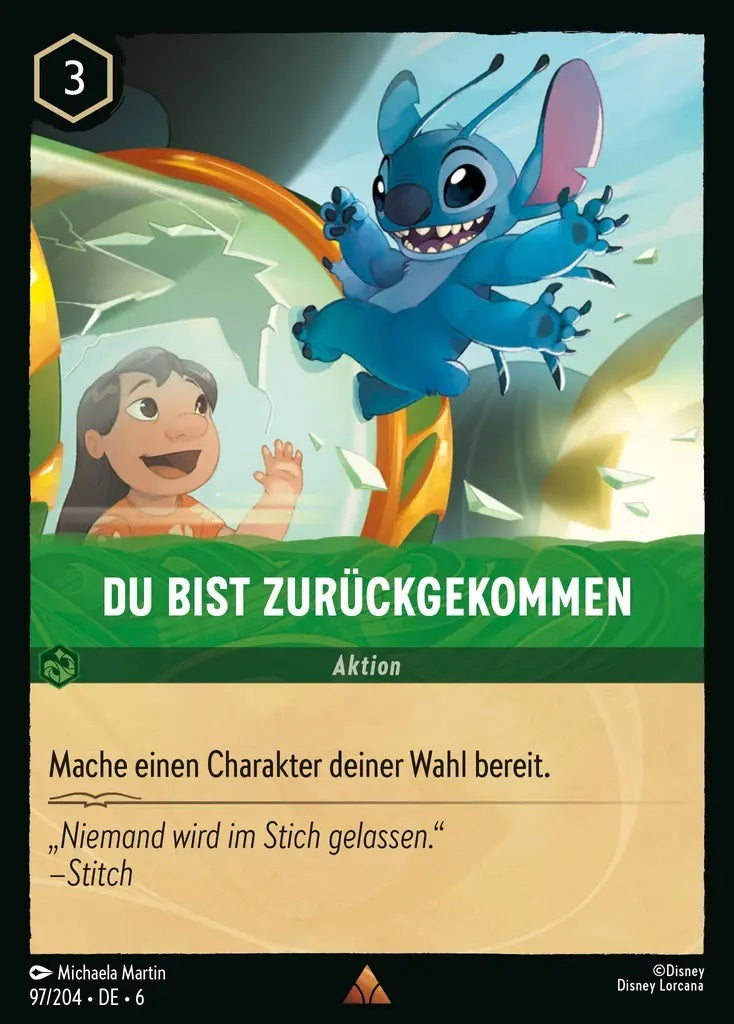 Lorcana Azurblaues Meer 6-097 R Du bist zurückgekommen Smaragd