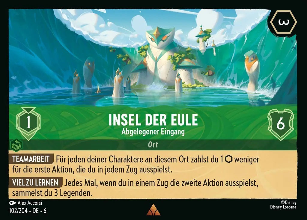 Lorcana Azurblaues Meer 6-102 R Insel der Eule Smaragd