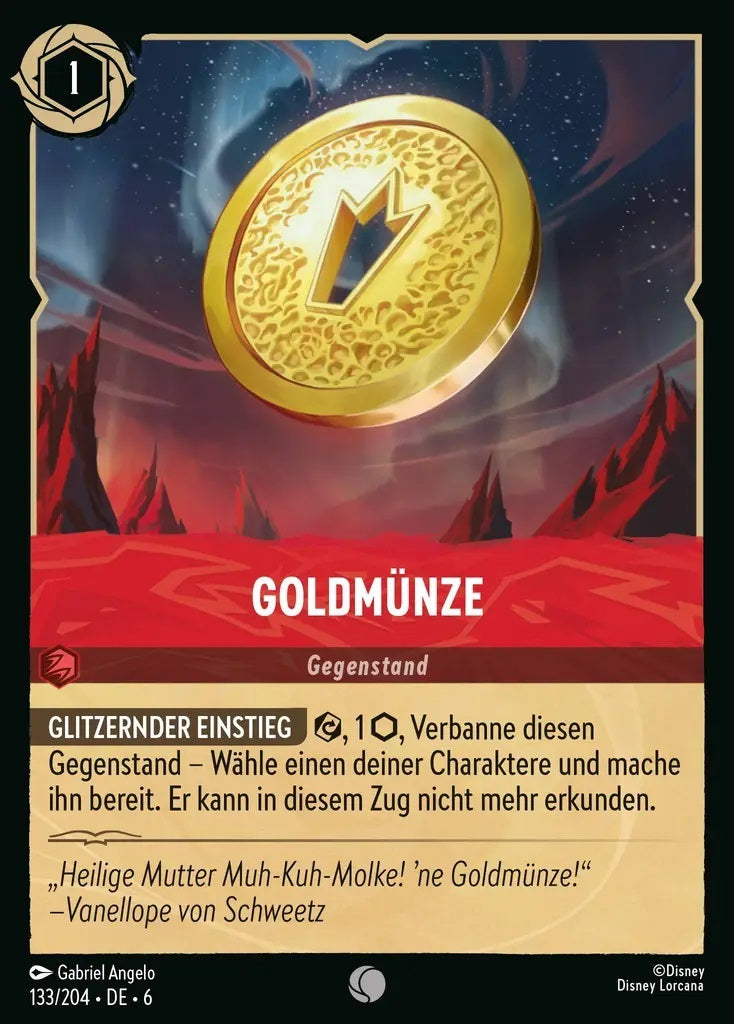 Lorcana Azurblaues Meer 6-133 C Goldmünze Rubin