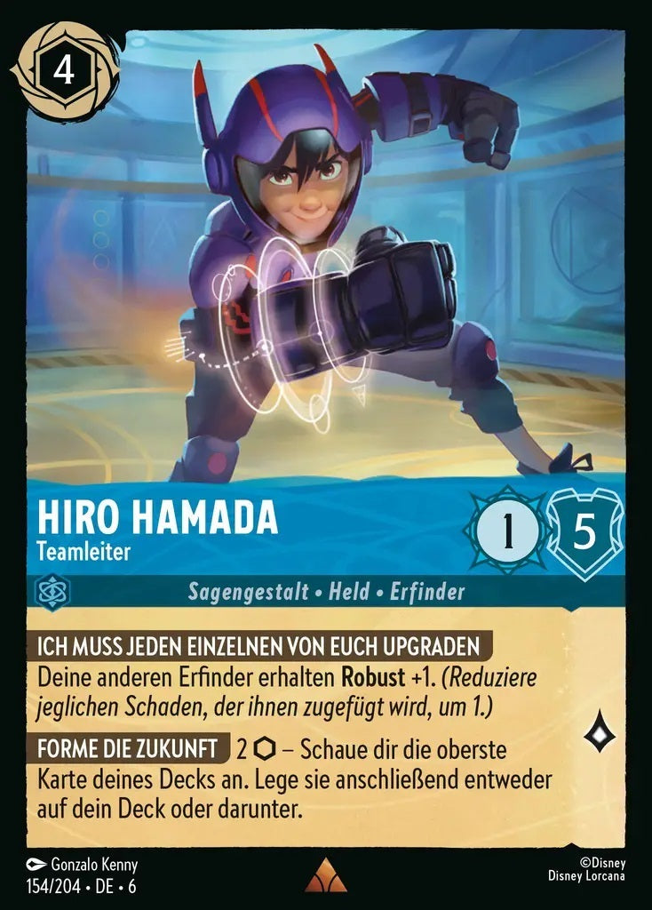 Lorcana Azurblaues Meer 6-154 R Hiro Hamada Saphir