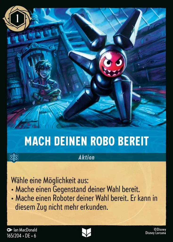 Lorcana Azurblaues Meer 6-165 UC Nach deinem Robo bereit Saphir
