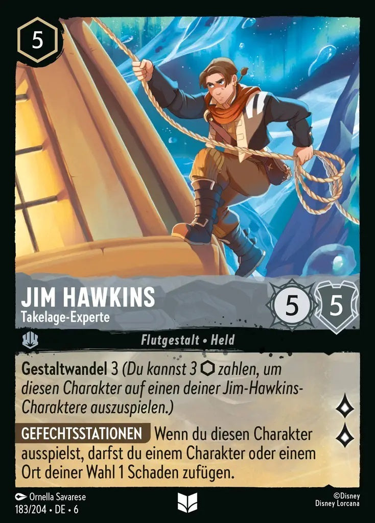 Lorcana Azurblaues Meer 6-183 UC Jim Hawkins Stahl