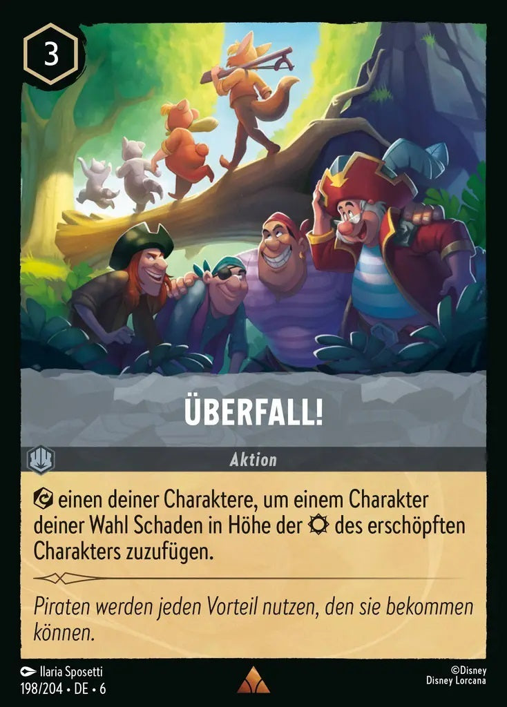 Lorcana Azurblaues Meer 6-198 R Überfall! Stahl