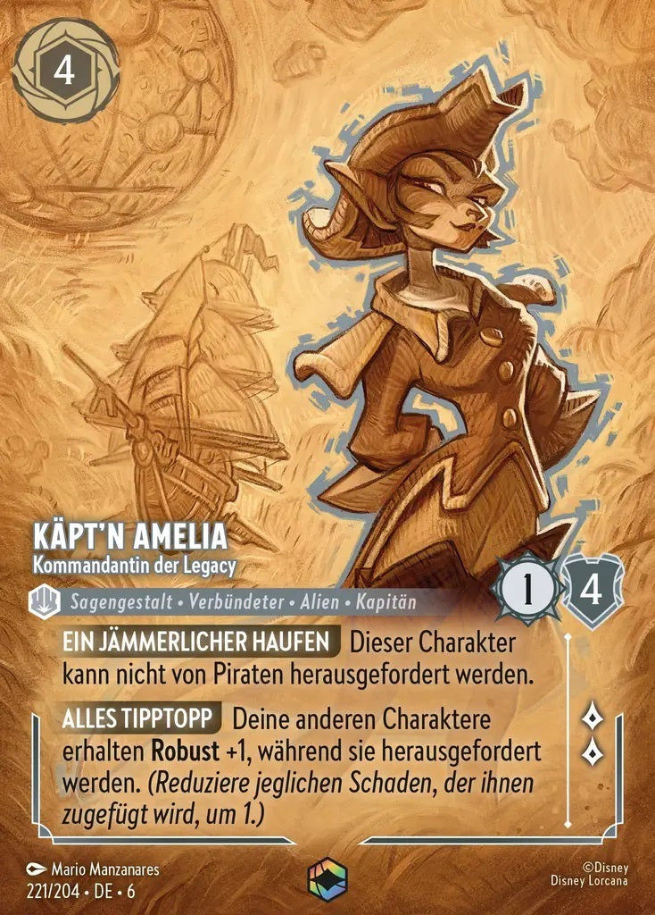 Lorcana Azurblaues Meer 6-221 Verzaubert Käpt`n Amelia Stahl