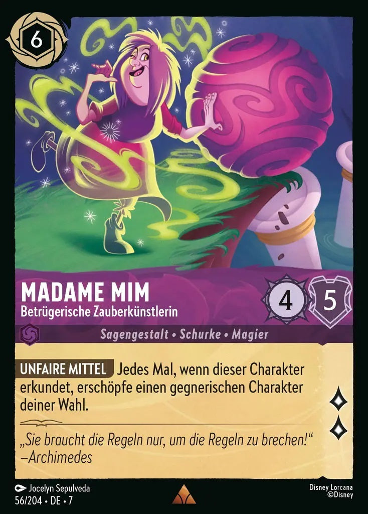 Lorcana Archazias Insel 7-056 R Madame Mim Amethyst