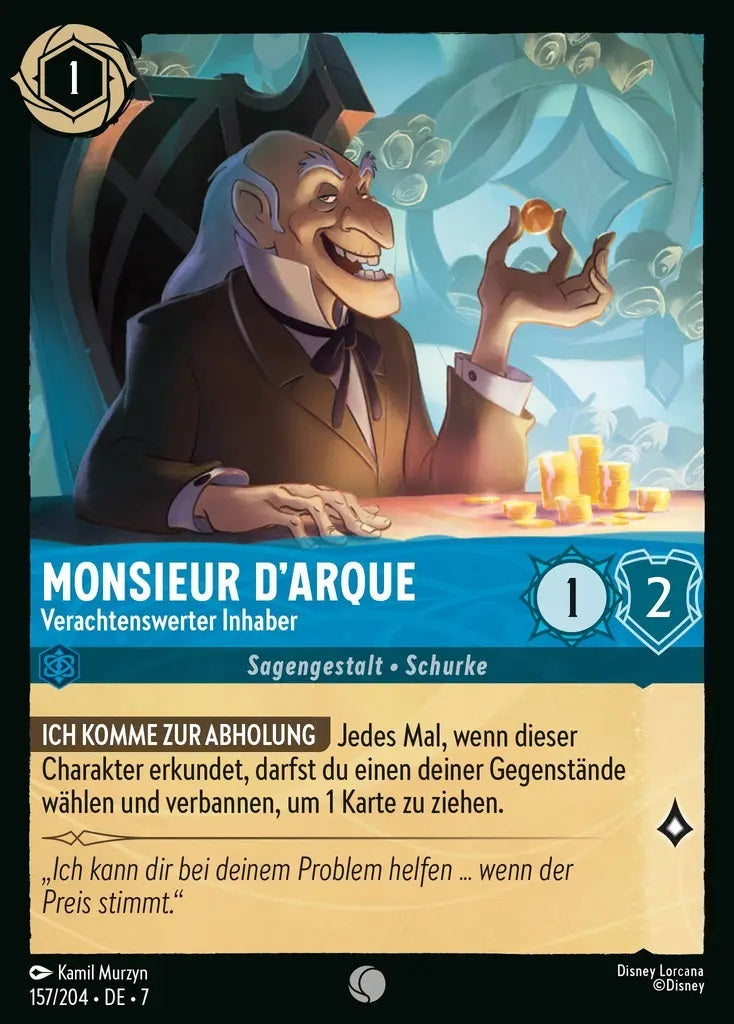 Lorcana Archazias Insel 7-157 C Monsieur D'Arque Saphir