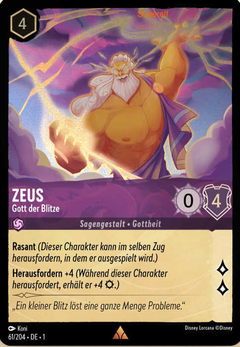 Lorcana Kapitel 1-061 R Zeus Amethyst