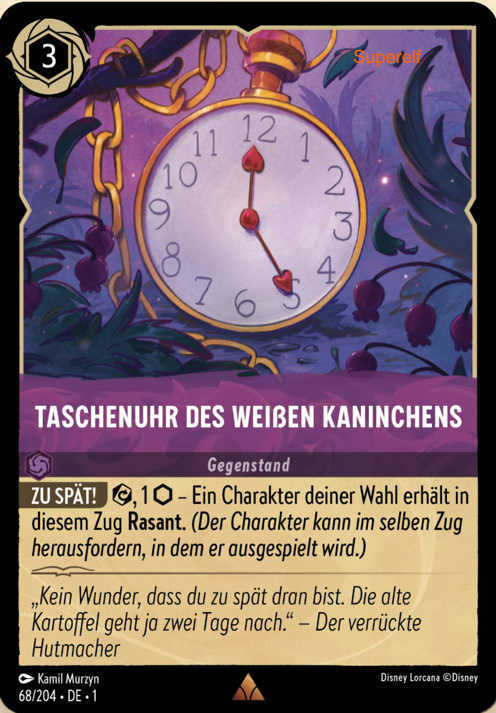 Lorcana Kapitel 1-068 R Taschenuhr des weißen Kanninchens Amethyst