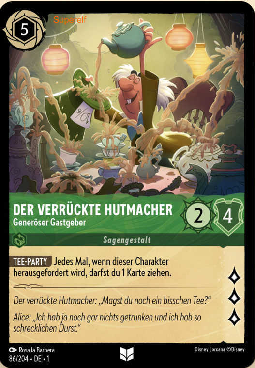 Lorcana Kapitel 1-086 UC Der verrückte Hutmacher Smaragd