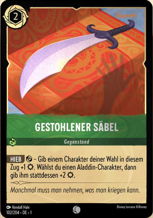 Lorcana Kapitel 1-102 C Gestohlener Säbel Smaragd