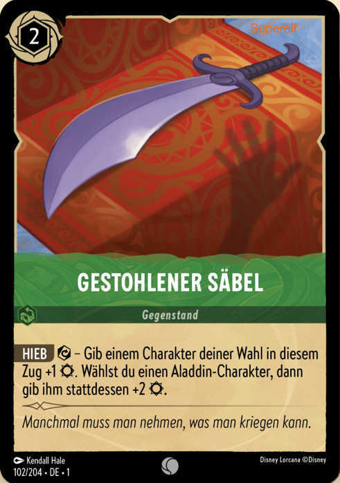 Lorcana Kapitel 1-102 C Gestohlener Säbel Smaragd