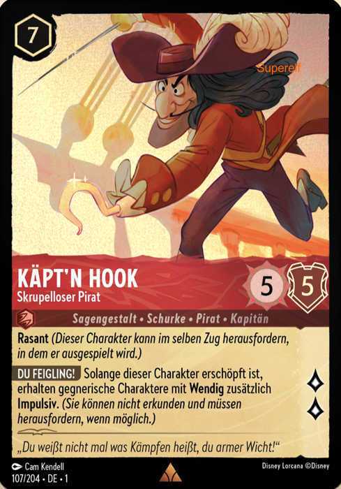 Lorcana Kapitel 1-107 R Käpt`n Hook Rubin