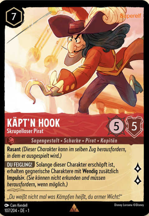 Lorcana Kapitel 1-107 R Käpt`n Hook Rubin
