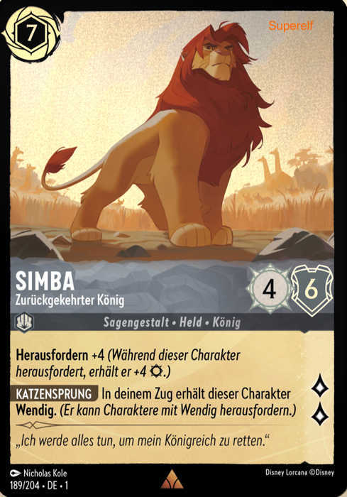 Lorcana Kapitel 1-189 R Simba Stahl