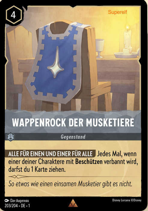 Lorcana Kapitel 1-203 R Wappenrock der Musketiere Stahl