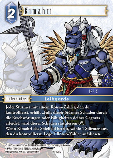 Final Fantasy Opus 16-108 C Kimahri Wasser