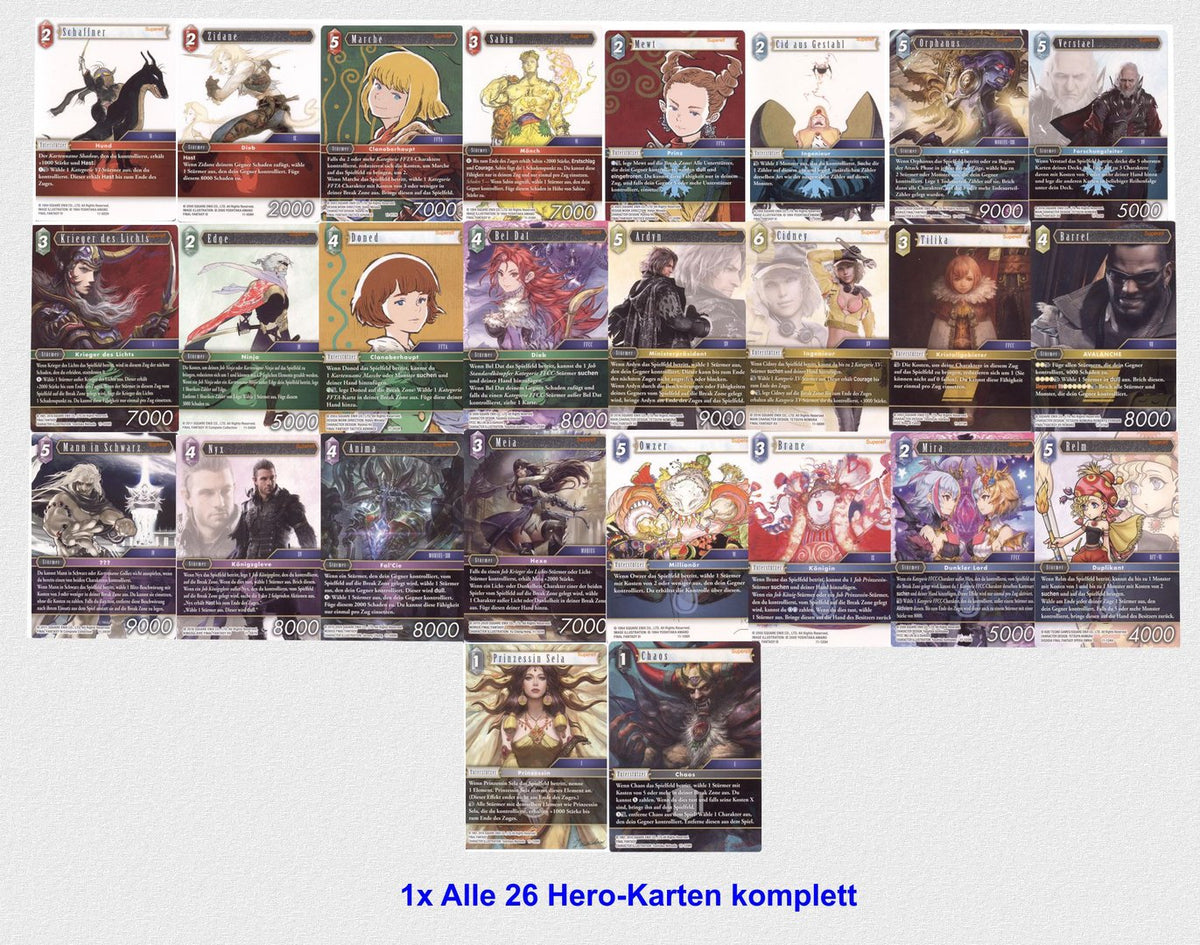 OPUS 11 - 1x Alle 26 Helden Karten komplett