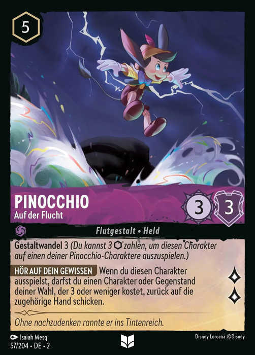 Lorcana Aufstieg der Flutgestalten 2-057 UC Pinocchio Amethyst