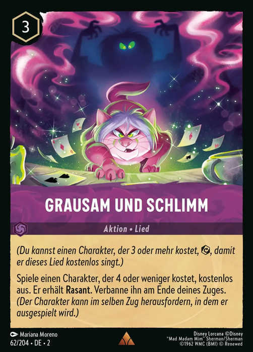 Lorcana Aufstieg der Flutgestalten 2-062 R Grausam und Schlimm Amethyst