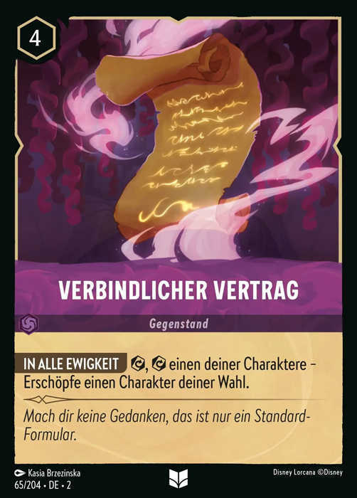 Lorcana Aufstieg der Flutgestalten 2-065 UC Verbindlicher Vertrag Amethyst