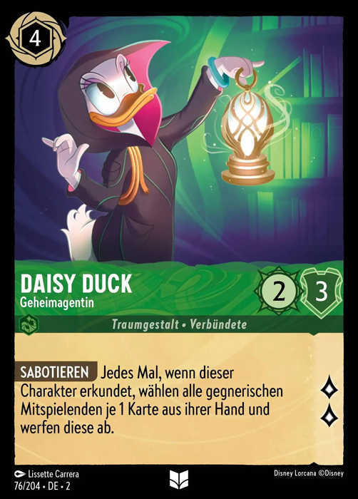 Lorcana Aufstieg der Flutgestalten 2-076 UC Daisy Duck Smaragd