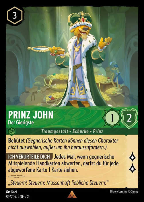 Lorcana Aufstieg der Flutgestalten 2-089 R Prinz John Smaragd