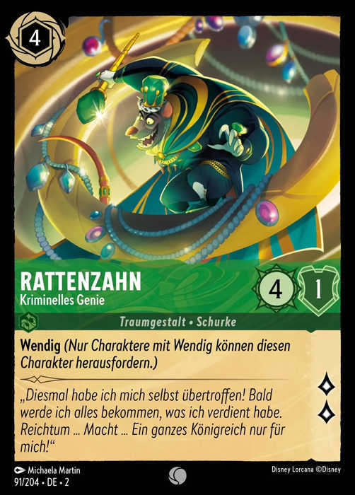 Lorcana Aufstieg der Flutgestalten 2-091 C Rattenzahn Smaragd