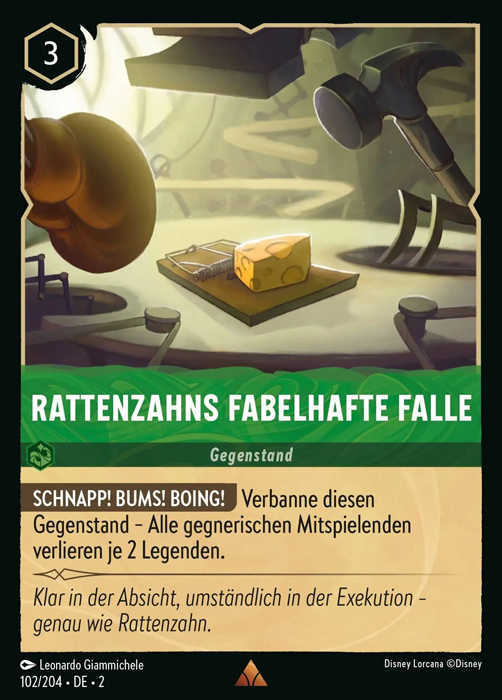 Lorcana Aufstieg der Flutgestalten 2-102 R Rattenzahns Fabelhafte Falle Smaragd