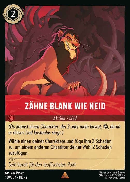 Lorcana Aufstieg der Flutgestalten 2-130 R Zähne blank wie Neid Rubin
