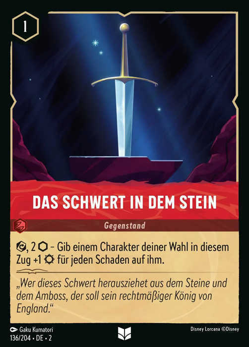 Lorcana Aufstieg der Flutgestalten 2-136 UC Das Schwert in dem Stein Rubin