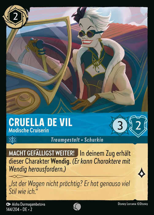 Lorcana Aufstieg der Flutgestalten 2-144 C Cruella de Vil Saphir