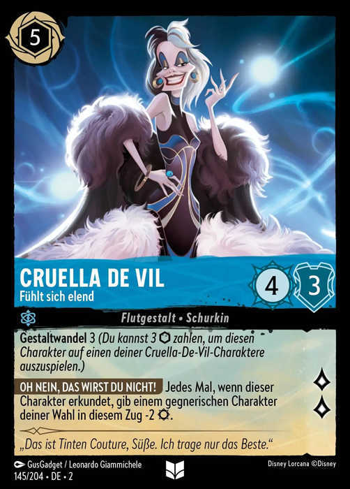 Lorcana Aufstieg der Flutgestalten 2-145 UC Cruella de Vil Saphir