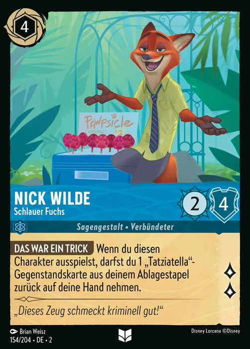 Lorcana Aufstieg der Flutgestalten 2-154 UC Nick Wilde Saphir