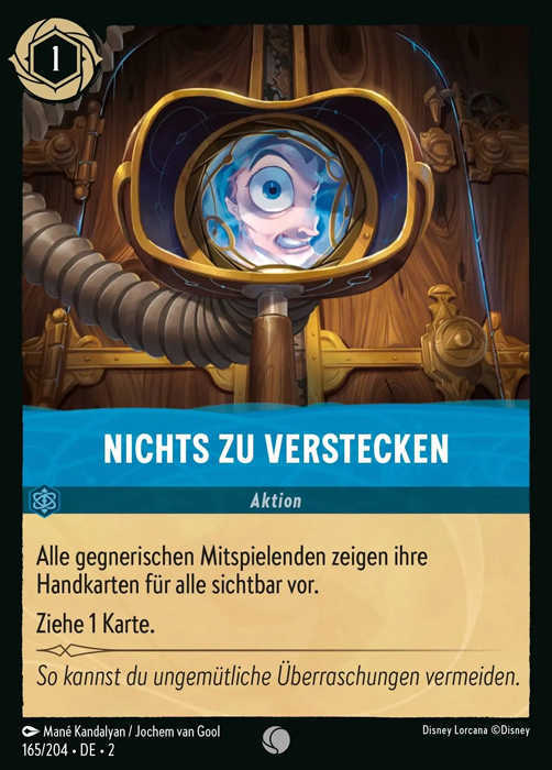 Lorcana Aufstieg der Flutgestalten 2-165 C Nichts zu verstecken Saphir