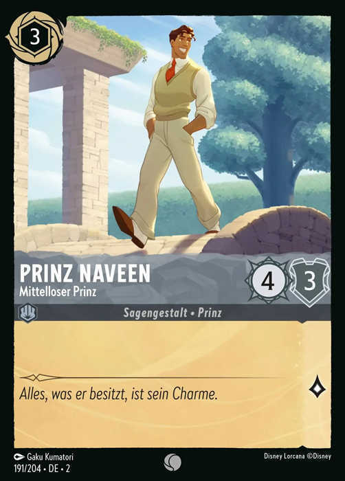 Lorcana Aufstieg der Flutgestalten 2-191 C Prinz Naveen Stahl