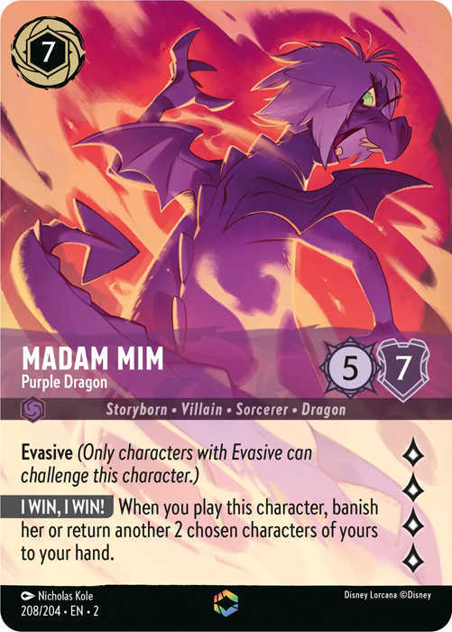 Lorcana Aufstieg der Flutgestalten 2-208 Verzaubert Madame Mim Amethyst