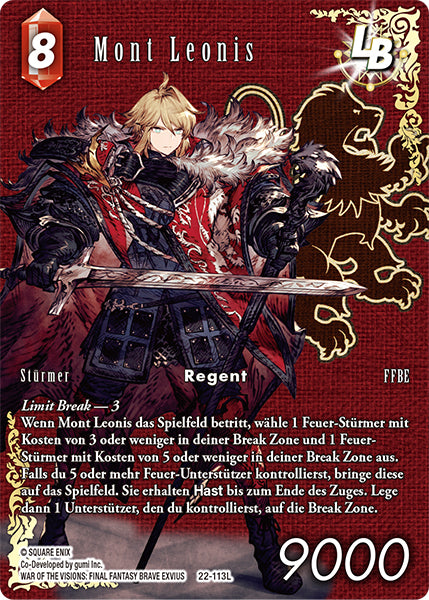 Final Fantasy 22-113L Mont Leonis Full Art Premium - Legacy Karte aus OPUS 29