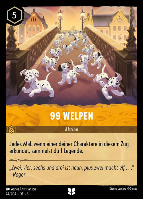 Lorcana Die Tintenlande 3-024 UC 99 Welpen Bernstein