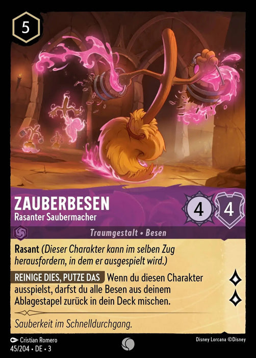 Lorcana Die Tintenlande 3-045 C Zauberbesen Amethyst