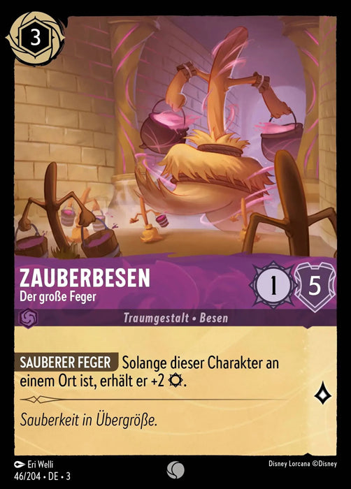 Lorcana Die Tintenlande 3-046 C Zauberbesen Amethyst