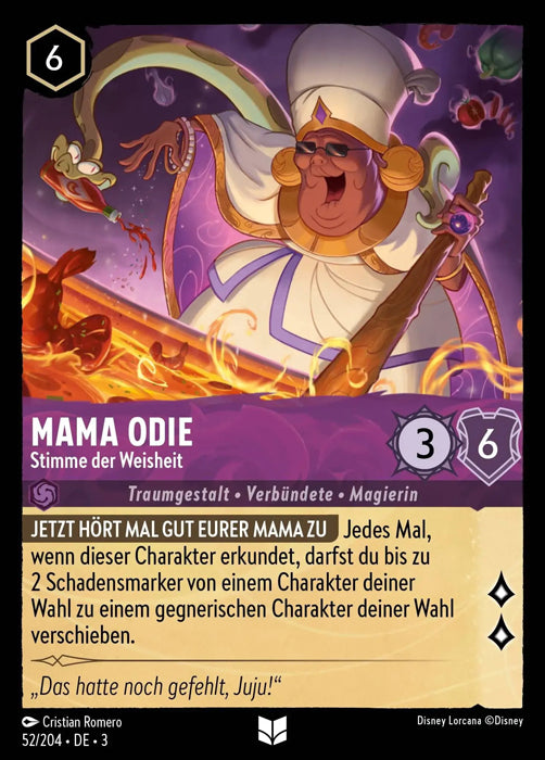 Lorcana Die Tintenlande 3-052 UC Mama Odie Amethyst