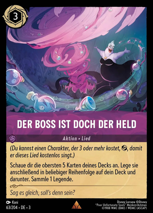 Lorcana Die Tintenlande 3-063 R Der Boss ist doch der Held Amethyst