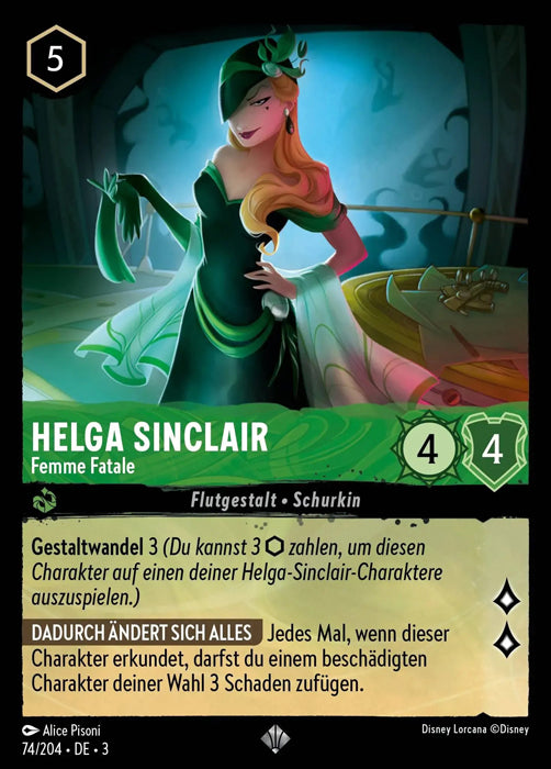 Lorcana Die Tintenlande 3-074 SR Helga Sinclair Smaragd